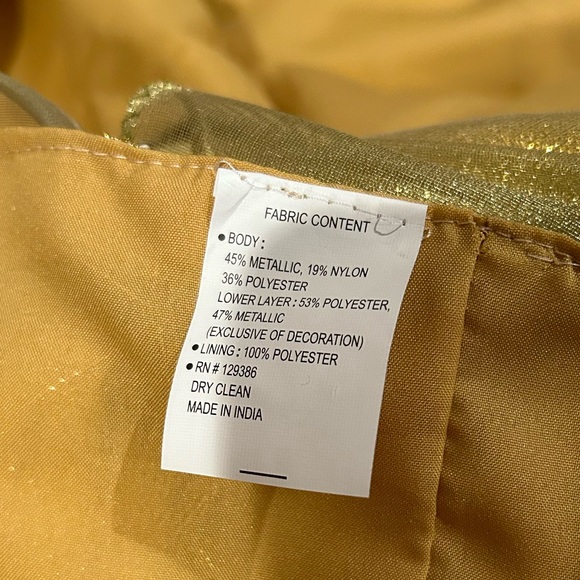 Gold Metallic Christmas Tree Skirt with Black and Gold Ornaments - Picture 8 of 8